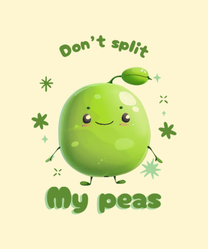 T-Shirt Design Maker Featuring a Cute Cartoonish Pea Graphic