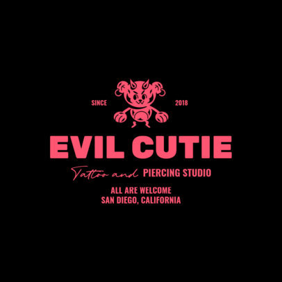 Tattoo and Piercing Studio Logo Generator with a Devilish Character