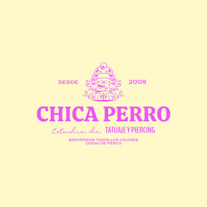 Tattoo and Piercing Studio Logo Template with a Cartoonish Character
