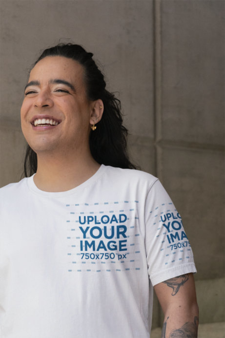 Placeit Bella Canvas T Shirt Mockup Featuring a Tattooed Person With