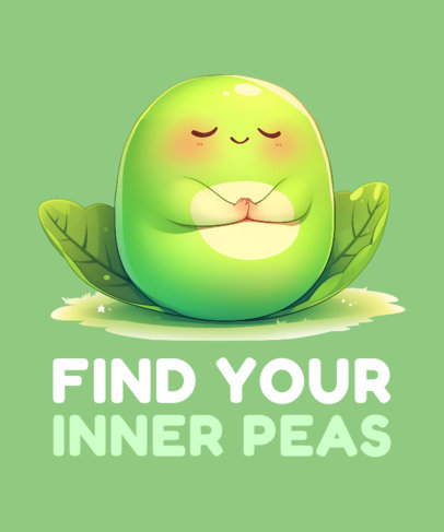 Cartoonish T-Shirt Design Maker for Foodies With a Kawaii Pea