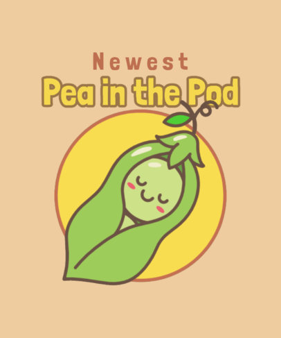 Illustrated T-Shirt Design Template Featuring a Pea-Themed Quote