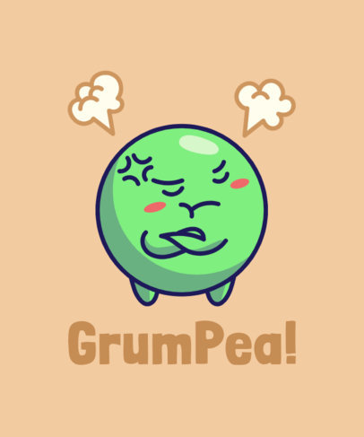 Kawaii T-Shirt Design Generator Featuring a Grumpy Pea Graphic