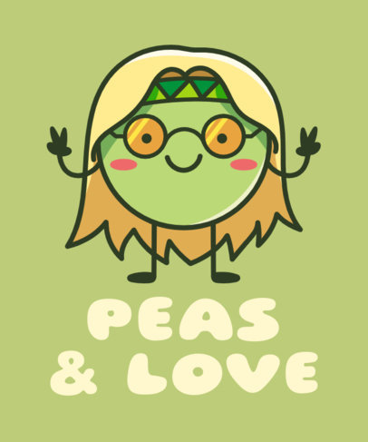 Quote T-Shirt Design Creator With a Kawaii Hippie Pea 6552h