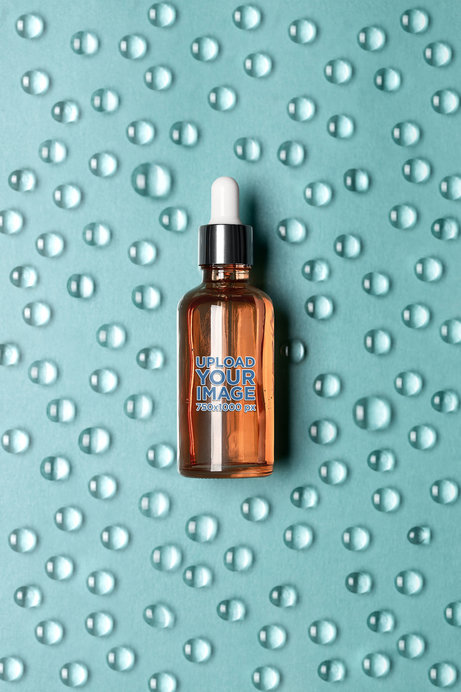 Skincare Mockup Featuring a Serum Dropper Placed on a Water-Styled Background
