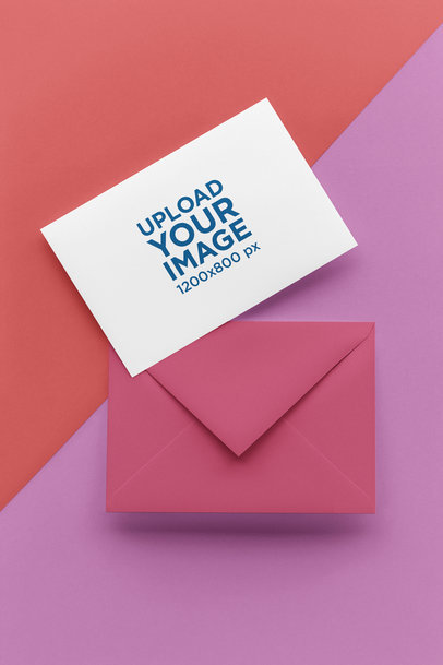 Mockup of a Horizontal Greeting Card Placed over Envelopes