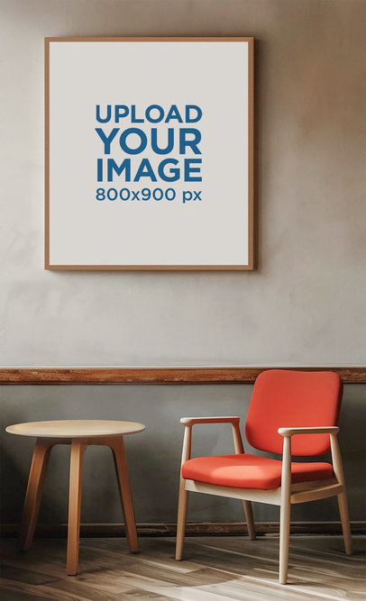 AI-Created Mockup Featuring a Vertical Art Print Placed Inside a Restaurant