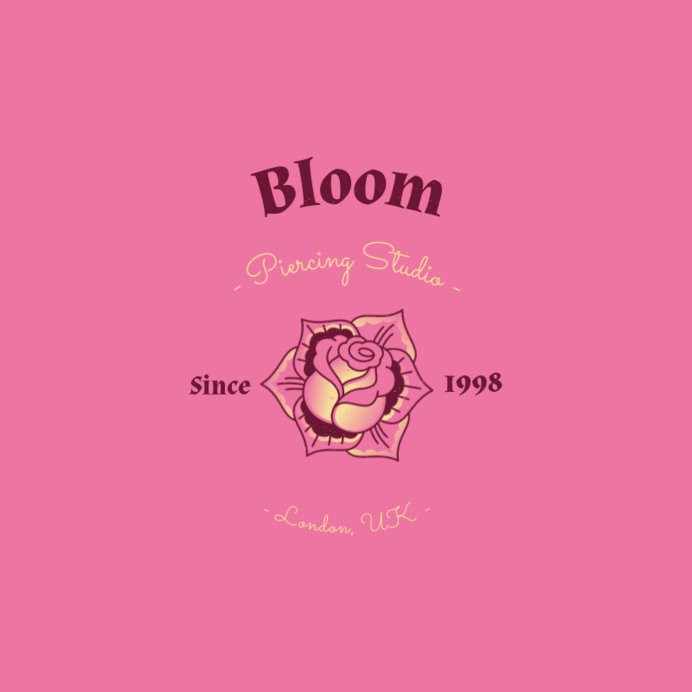 Logo Creator Featuring a Rose Graphic and a Girly Style for a Piercing Studio