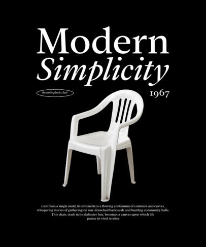 T-Shirt Design Maker Featuring a Plastic Chair with a Customizable Text ed6996