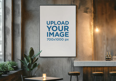 AI-Generated Mockup Featuring an Art Print Hanging Inside a Bar