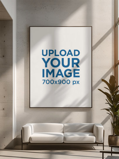 AI-Created Mockup of a Vertical Art Print Placed Next to a Window m38970