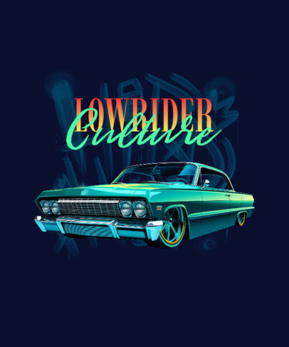 Chicano-Style T-Shirt Design Maker Featuring a Muscle Car Illustration 6424h