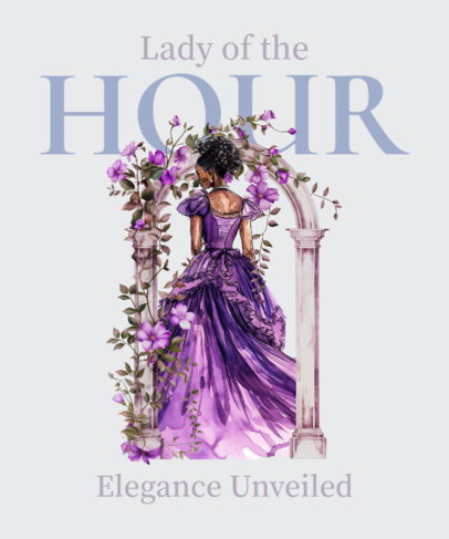 Quote T-Shirt Design Creator Featuring a an Elegant Woman Graphic Inspired by a Historical Romance
