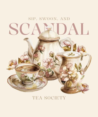 Historical Romance T-Shirt Design Maker Featuring a Tea Cup Set Graphic
