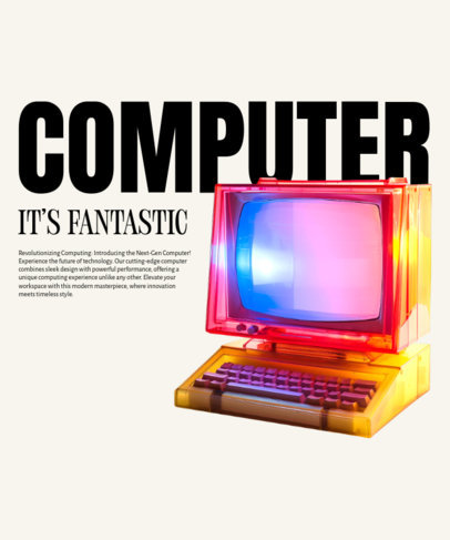 T-Shirt Design Maker Featuring a Colorful Retro Computer  ed7000