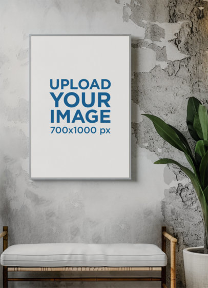 Mockup of a Vertical Art Print Placed in a Room with a Distressed Wall m38968