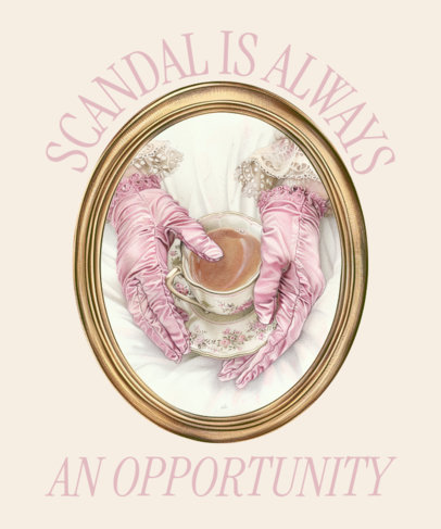 T-Shirt Design Template With a Historical Romance-Inspired Scandal Quote