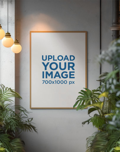 AI-Generated Mockup of a Vertical Art Print Placed in a Restaurant 