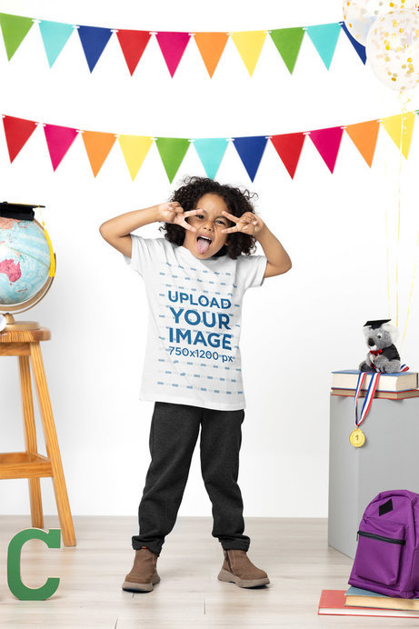 Placeit Bella Canvas T Shirt Mockup Featuring a Boy Making a Funny