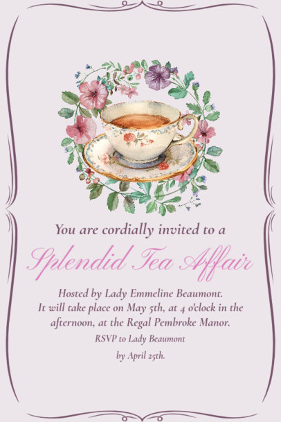 Invitation Maker Featuring a Tea Affair Event Inspired by a Historical Romance Show