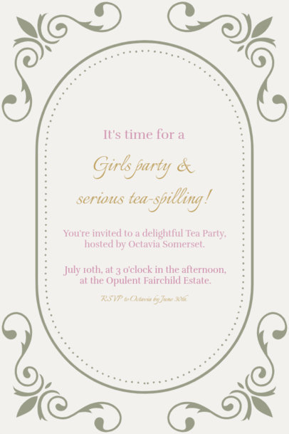 Invitation Creator for a Girl's Tea Party Reunion With a Historical Romance-Inspired Theme