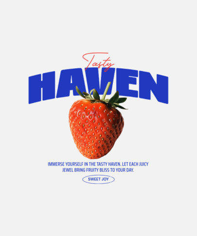 T-Shirt Design Template Featuring an AI-Created Strawberry and a Quote
