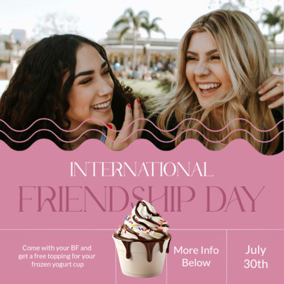 BFF Day Instagram Post Maker to Promote a Free Frozen Yogurt Topping 6526
