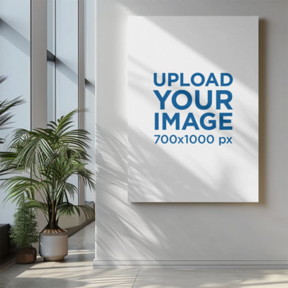 Mockup of a Vertical Art Print Placed in a Room Generated by AI