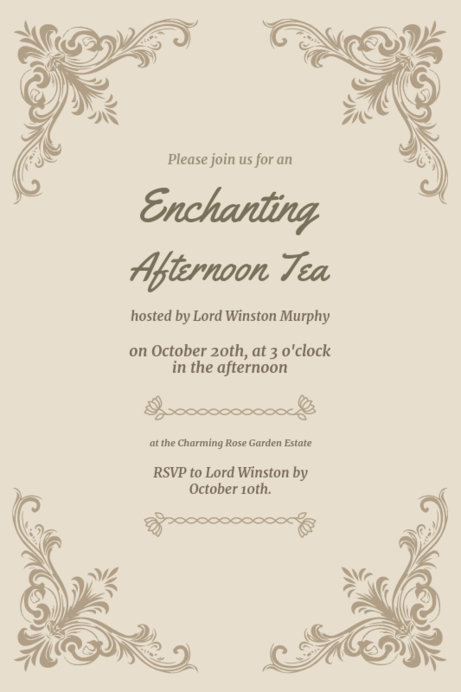 Placeit - Invitation Template for a Tea Reunion With a Classy Aesthetic ...