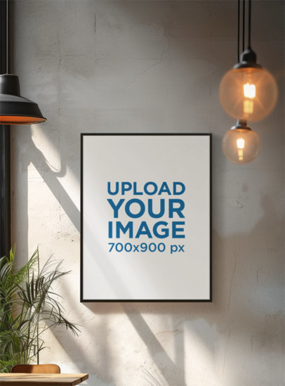 Mockup of a Vertical Art Print Placed Inside an AI-Created Restaurant