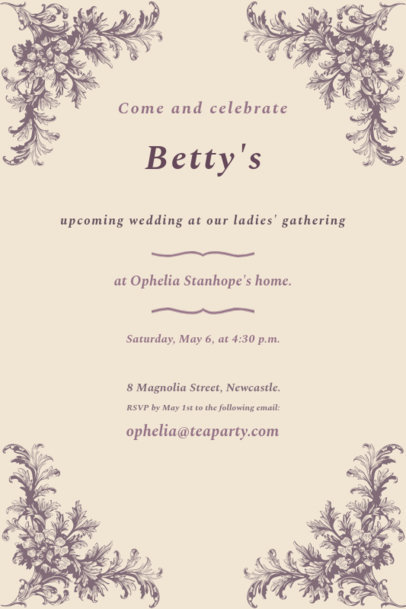 Invitation Maker for a Bridal Shower Tea Inspired by a Historical Romance TV Series