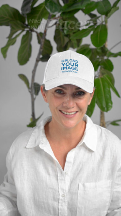 Dad Hat Video Featuring a Happy Senior Woman Looking at a Map