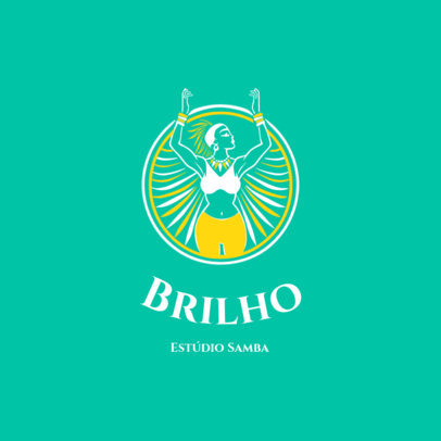Samba Dance Studio Logo Template with a Colorful Carnival Dancer 6522b