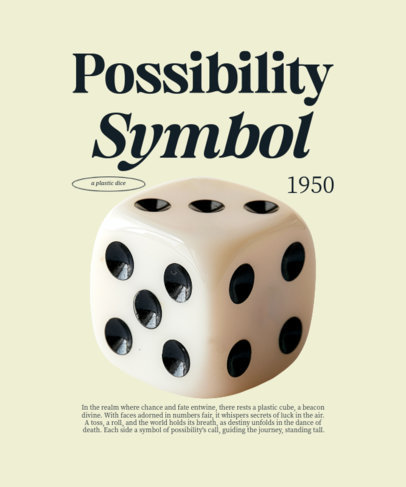 T-Shirt Design Template Featuring a Dice Generated by AI with Customizable Text ed6996g