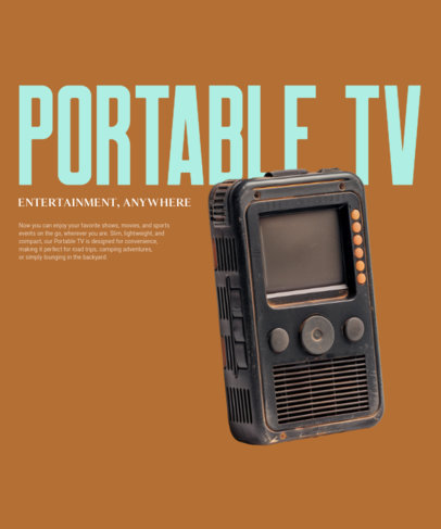 T-Shirt Design Template Featuring a Vintage Portable TV ed7000i