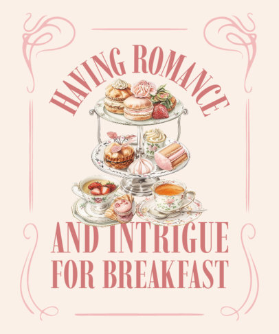 T-Shirt Design Template With Dessert Illustrations Inspired by a Historical Romance