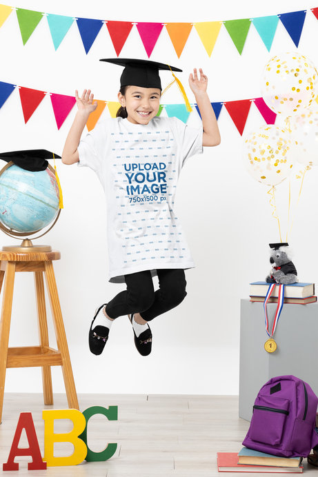 Placeit Bella Canvas T Shirt Mockup Featuring a Happy Graduated Girl