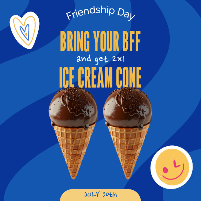 Instagram Post Template for a 2X1 Ice Cream Promo for Friendship Day