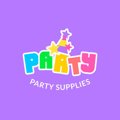 Event Supplies Store Logo Maker Featuring Colorful Letters and a Party Hat