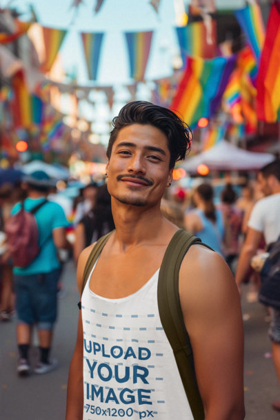 Pride Parade Mockup of an AI-Generated Man Wearing a Tank Top