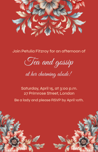 Tea and Gossip Invitation Maker With a Historical Romance-Inspired Theme 6457h-6585