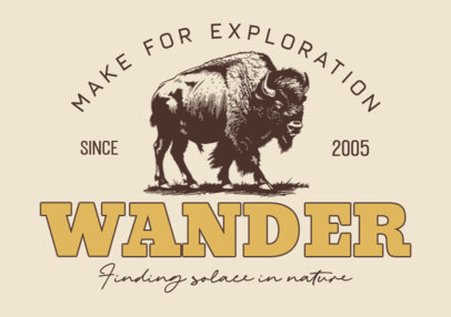 T-Shirt Label Maker With a Bull Graphic for an Outdoor Garment Brand ED-7007