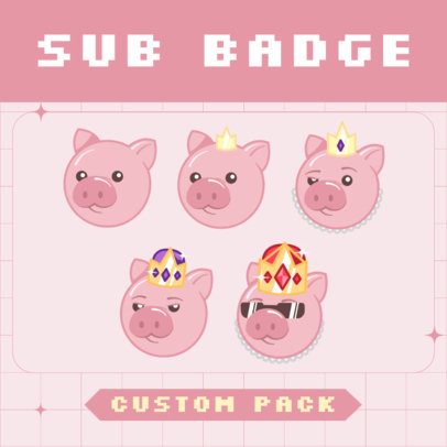 Twitch Badge Maker Featuring Illustrated Pigs for Gaming Players 6608