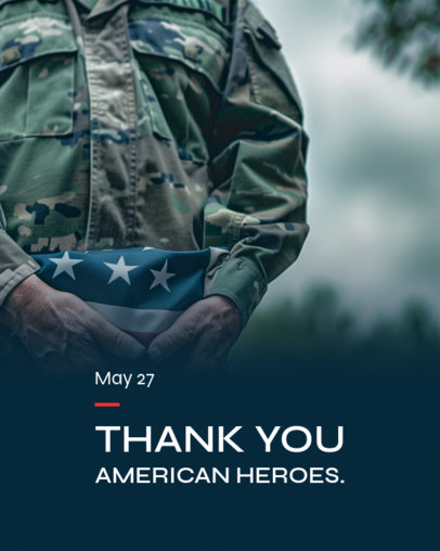 Instagram Post Template with an AI-Created Military Man and a Quote for Memorial Day 6602f