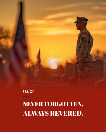 Instagram Post Generator for Memorial Day with a Soldier and a Phrase 6602g