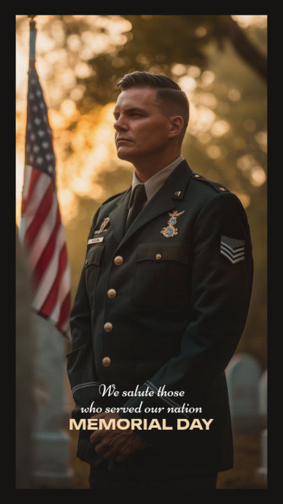 Instagram Story Maker with an AI-Generated Military Man and a Quote for Memorial Day 6604