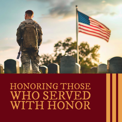 Instagram Post Generator with a Military Man and a Waving Flag for Memorial Day 6603d