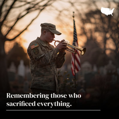 Instagram Post Maker with a Military Man Playing the Trumpet for Memorial Day