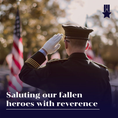 Instagram Post Template Featuring a Soldier Paying His Respects for Memorial Day 6603f