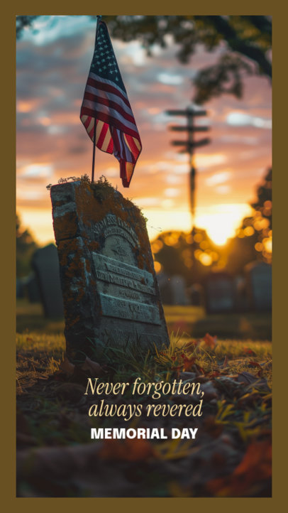 Instagram Story Maker Featuring a Gravestone with a Flag for Memorial Day 6604d